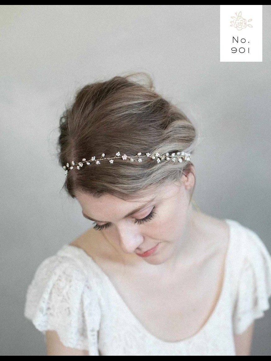 Twigs & Honey Silver Pearl Hair Vine By Myra Callan — image 2 of 5